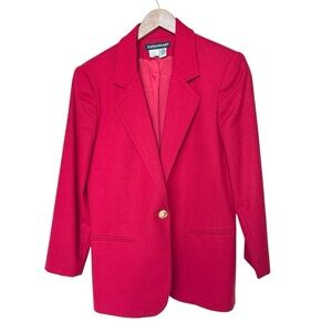 VINTAGE! 90’s Savanna Red Gold 1-Button 100% Wool Blazer Size 6P Business Casual